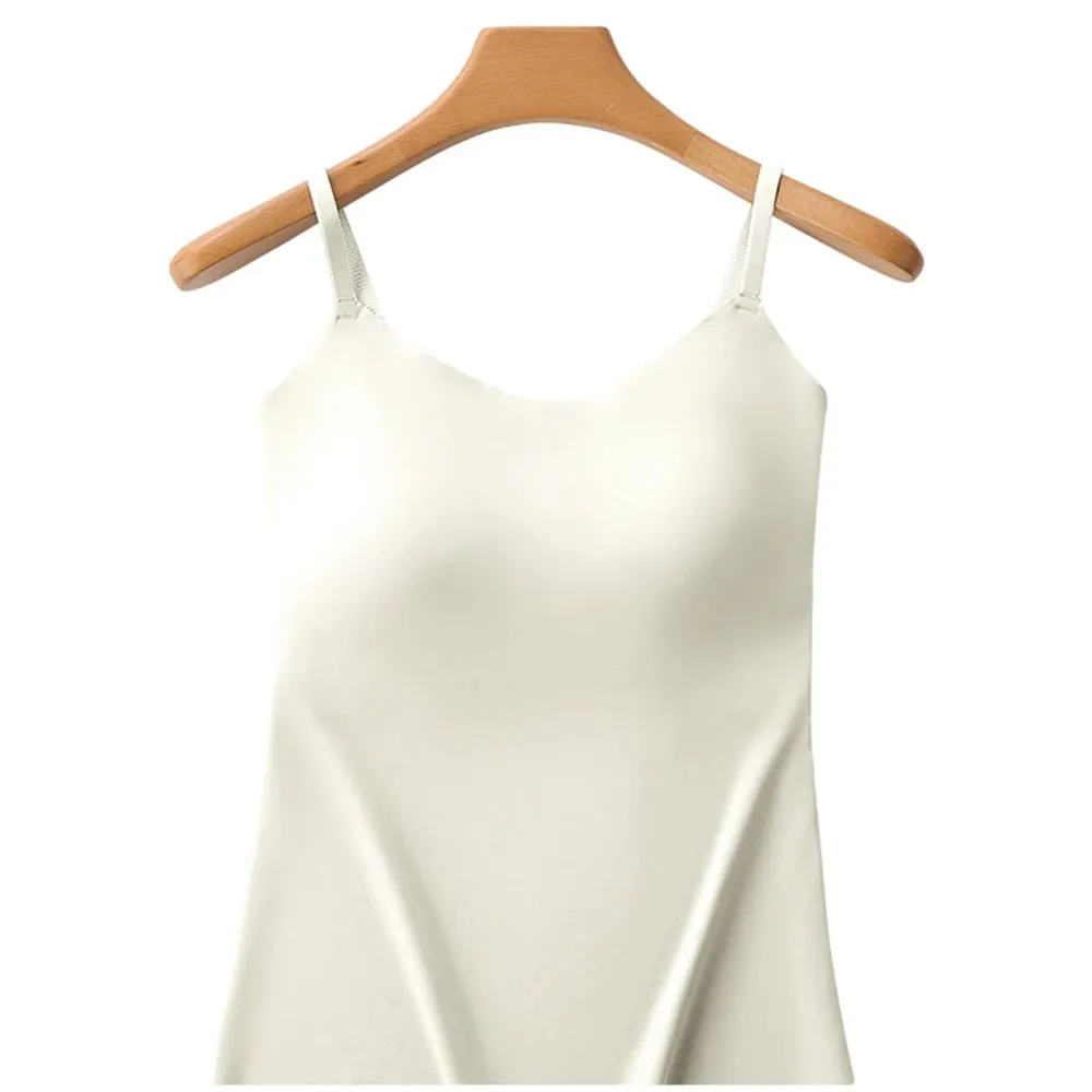 Bra Terbina dalam Cami Tank Top Tali Spaghetti Boleh Laras U-Neck Padded Payudara Sokongan Shapewear Seamless Slim Undergarment Vest — image 11