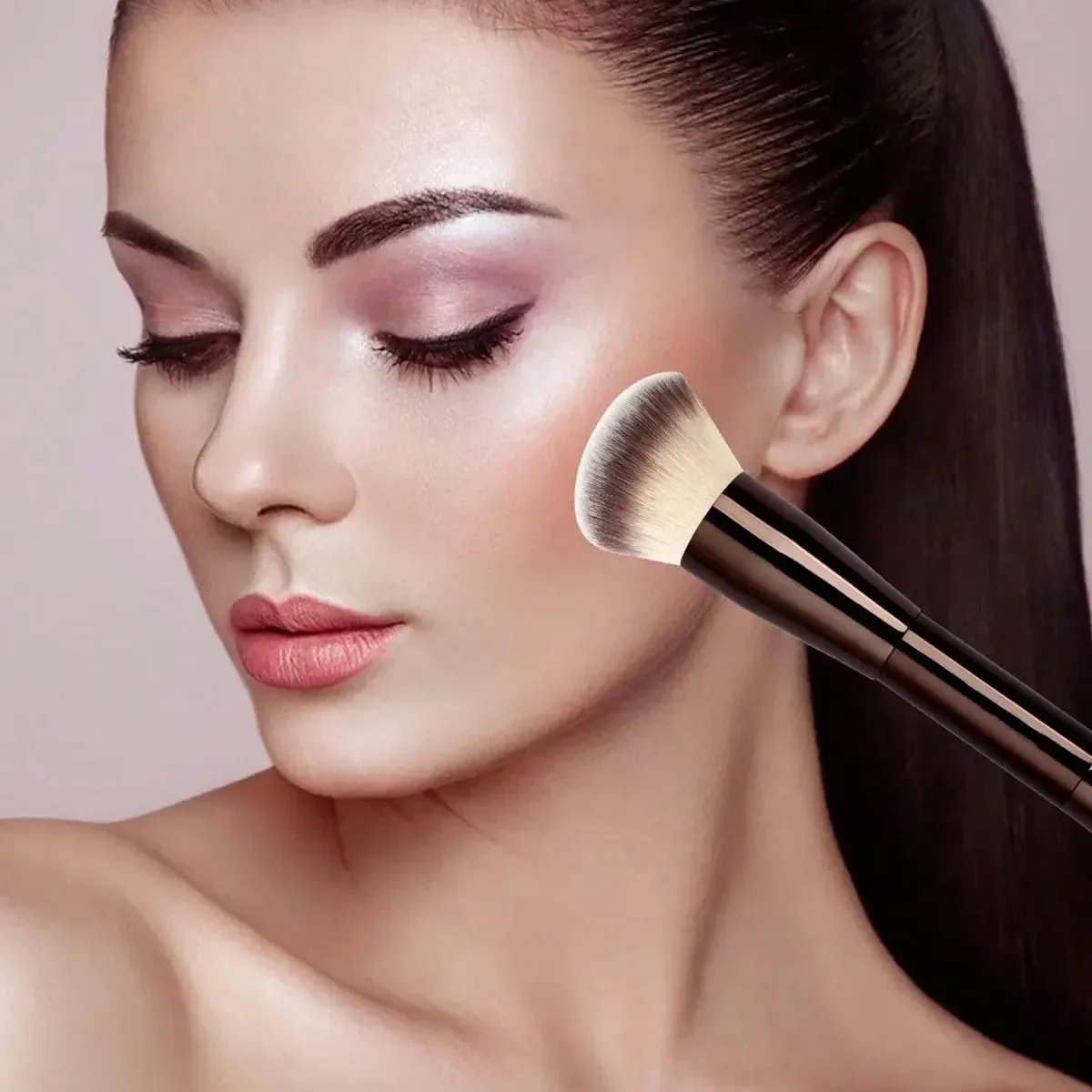 1Pc Professional Long Aluminum Tube Makeup Brush Double-Ended Highlight Brush Contour Brush Makeup Tools With Soft Fiber And Ski — image 5