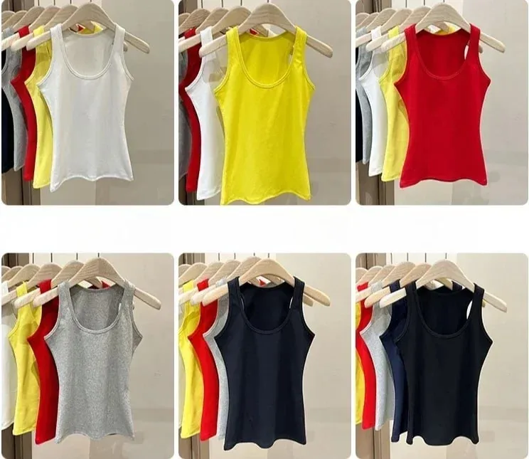 Neue Koreanische Stil U-Neck Ärmellose Strap Tank Tops Abnehmen Basis Schicht Top Mode Minimalistischen Design Sommer Weibliche Solide camis — image 9