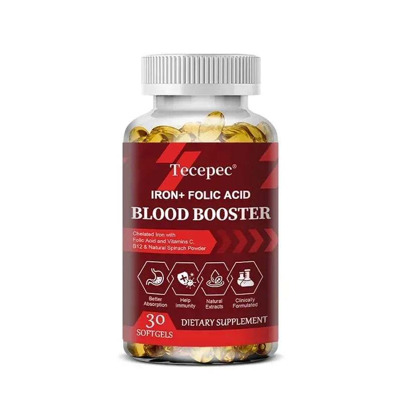 Iron + Folic Acid Blood Tonic - Replenish Iron Content No Side Effects Iron Supplement- with Vitamin C Vitamin B12 Folic Acid