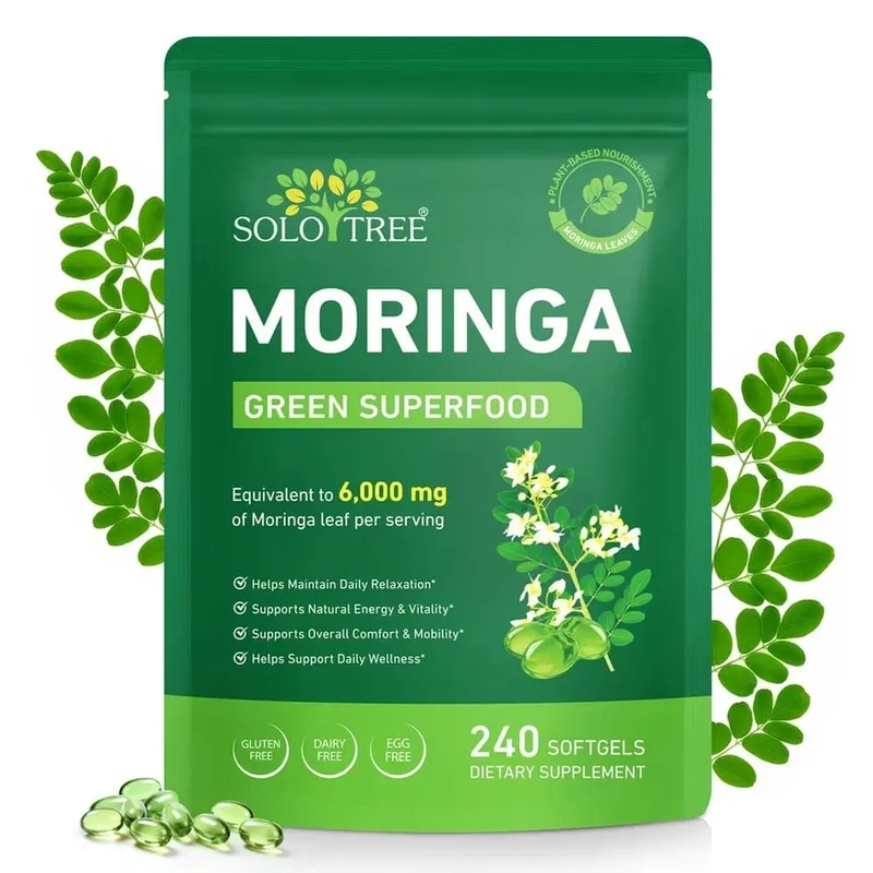 Moringa Leaf Softgels 6000 mg equivalent per portie voor dagelijkse ontspanning Natuurlijke energie Vitaliteit en comfortondersteuning 240 softgels