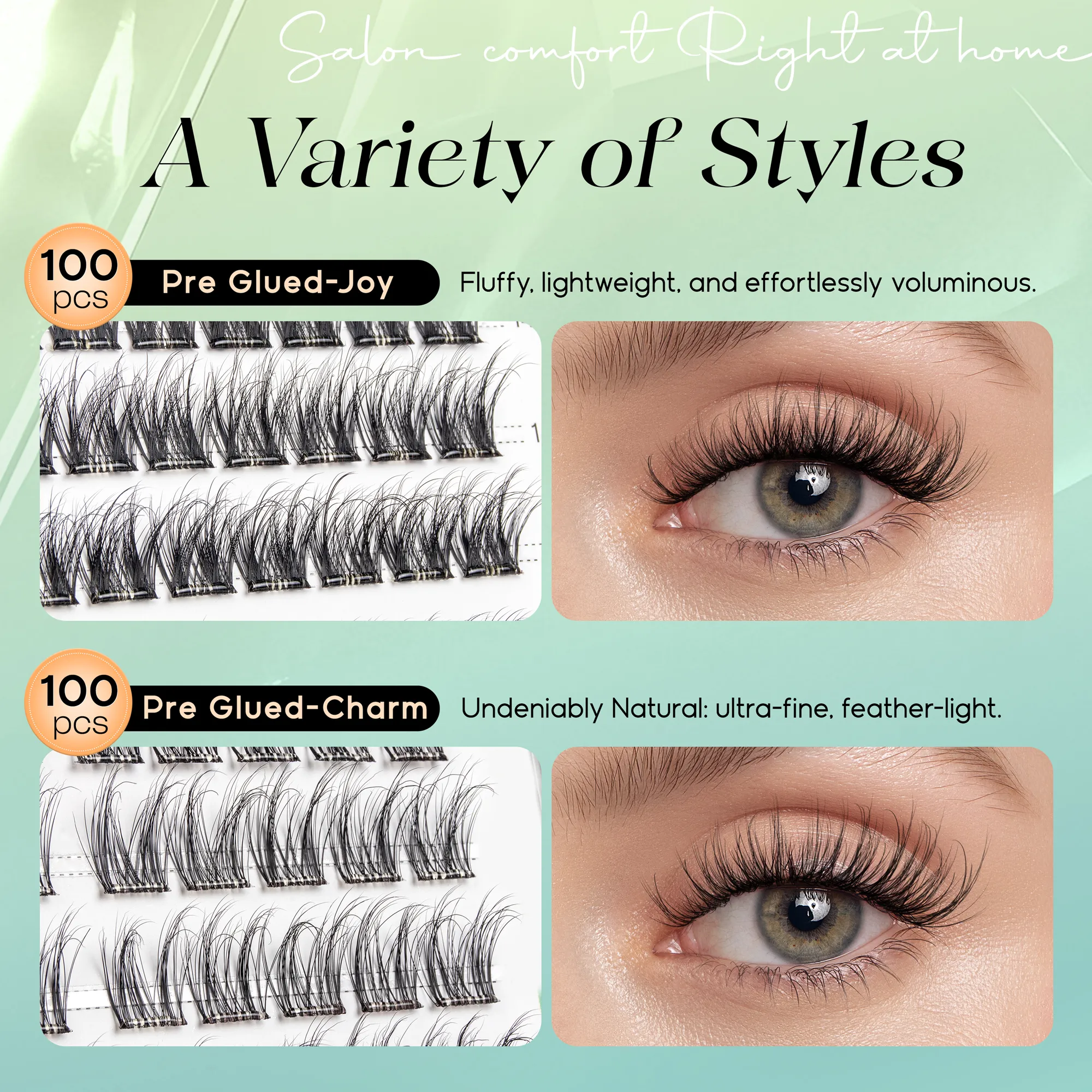 Samolepící řasy Bez nutnosti lepidla Řasy 10‑16 mm Předlepené řasy D Curl Soft Natural Press on Lashes — image 7