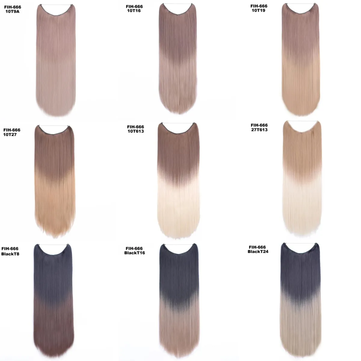 Jeedou ที่มองไม่เห็น Hair Extension Multi สี Ombre ลวด One Piece ตรงหยักสังเคราะห์ทนความร้อน Hairpiece สำหรับผู้หญิง — image 4