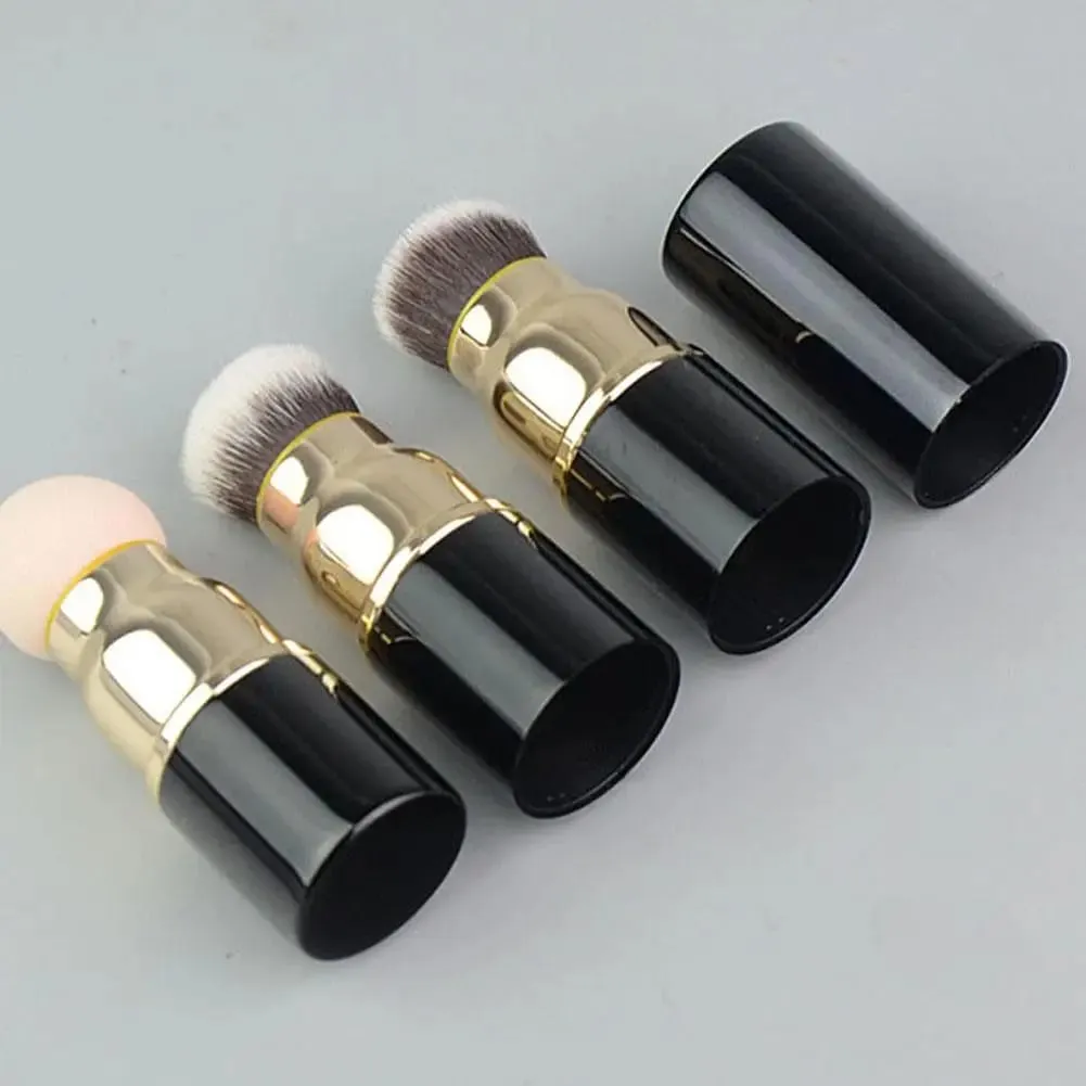 3-in-1 Mini ชุดแปรงแต่งหน้าแบบพกพาที่ถอดออกได้พร้อมฝาครอบกันฝุ่นสำหรับ Foundation Powder Blush และหัวฟองน้ำ make Up Tools — image 2