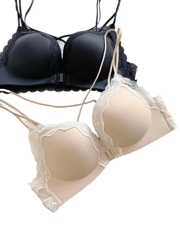 Sada růžových leopardích podprsenek vpředu se zapínáním na bezdrátovou podprsenku Victoria Style Push Up Enhance Bust 매력적인 Zadní design pro ženy s malým poprsím — image 2