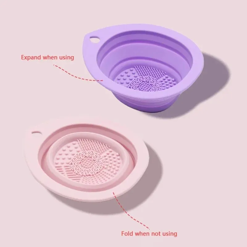 Nettoyeur de brosse de maquillage en Silicone, pliable, bol de nettoyage de brosse cosmétique, bouffante de poudre, éponge de beauté, tapis de lavage, tampon à récurer — image 3