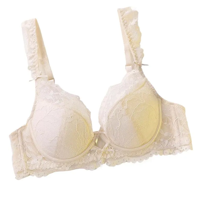Dames zachte beugel-kant push-up bh-set Effen bloemmotief bralette Comfort vrouwelijke lingerieset Geschikt voor A/B/C-cup — image 6
