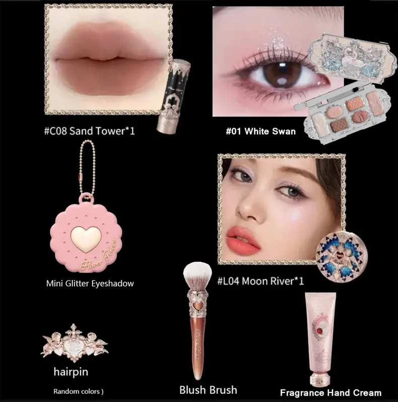 Коллекция Flower Know Little Angel, подарочная коробка для макияжа, тени для век, румяна, крем, матовая помада, хайлайтер, полный комплект «все в одном» — image 17