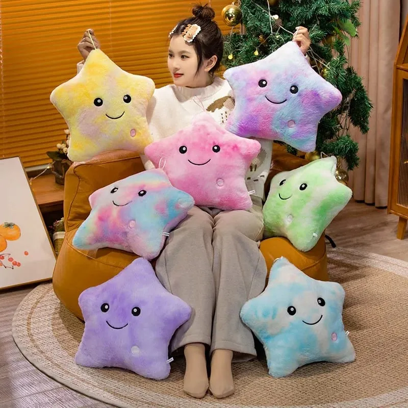24*22CM Leuchtende fünfzackigen Stern Plüsch Spielzeug Glowing Star Gefüllte Weiche Puppe Kissen Schöne Halloween Weihnachten geschenke — image 4