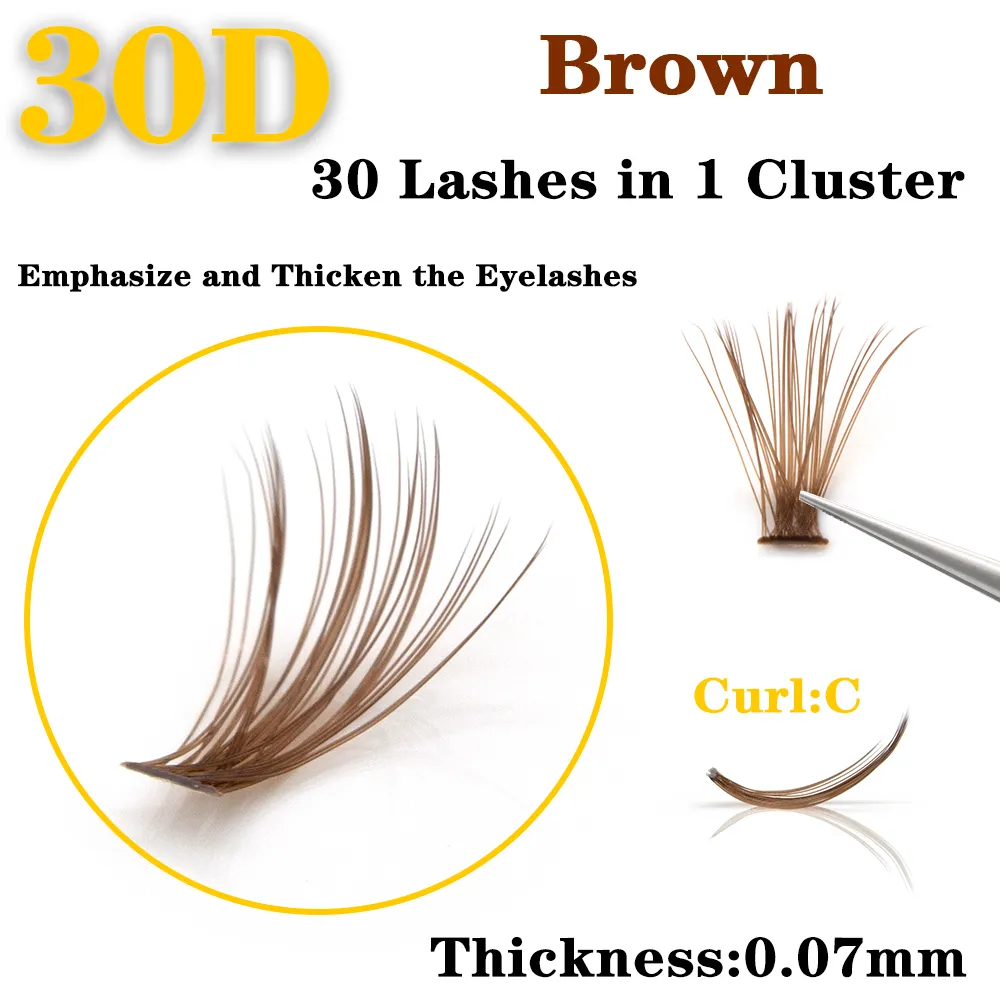 20D/30D MinkขนตาปลอมธรรมชาติยาวCluster Eyelash Extensionแต่งหน้ามืออาชีพFaux Eye Lashes — image 4