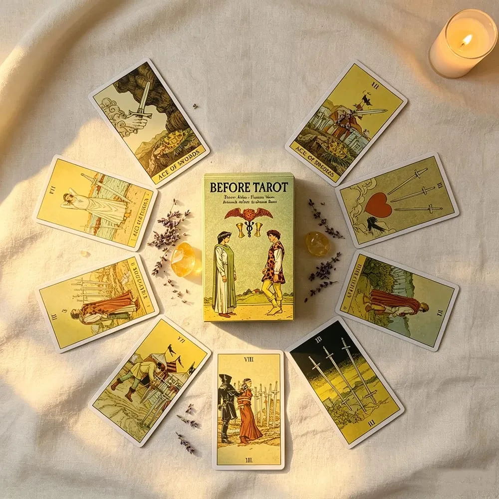 Before Tarot Deck, 78 Tarotkarten, englische Visionen, mysteriöse Wahrsagerei, Brettspiel, Kartenspiel, spirituelles Zubehör für Tarot-Liebhaber — image 3