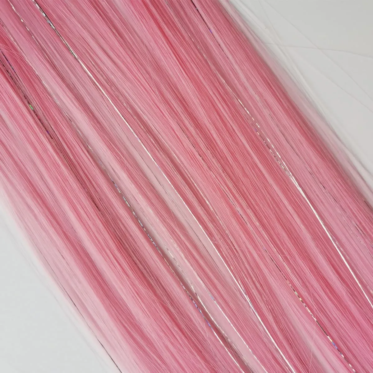 Clip nelle estensioni dei capelli rosa Orpelli misti d'argento Parrucchino sintetico arcobaleno Festività per feste per donne e ragazze — image 9