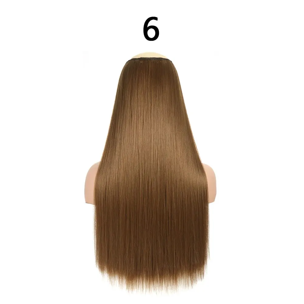 สังเคราะห์ 24 นิ้ว One Piece 5 คลิปยาวตรงทรงผมทนความร้อนปลอม Hairpiece สำหรับผู้หญิง NATURAL Brow — image 11