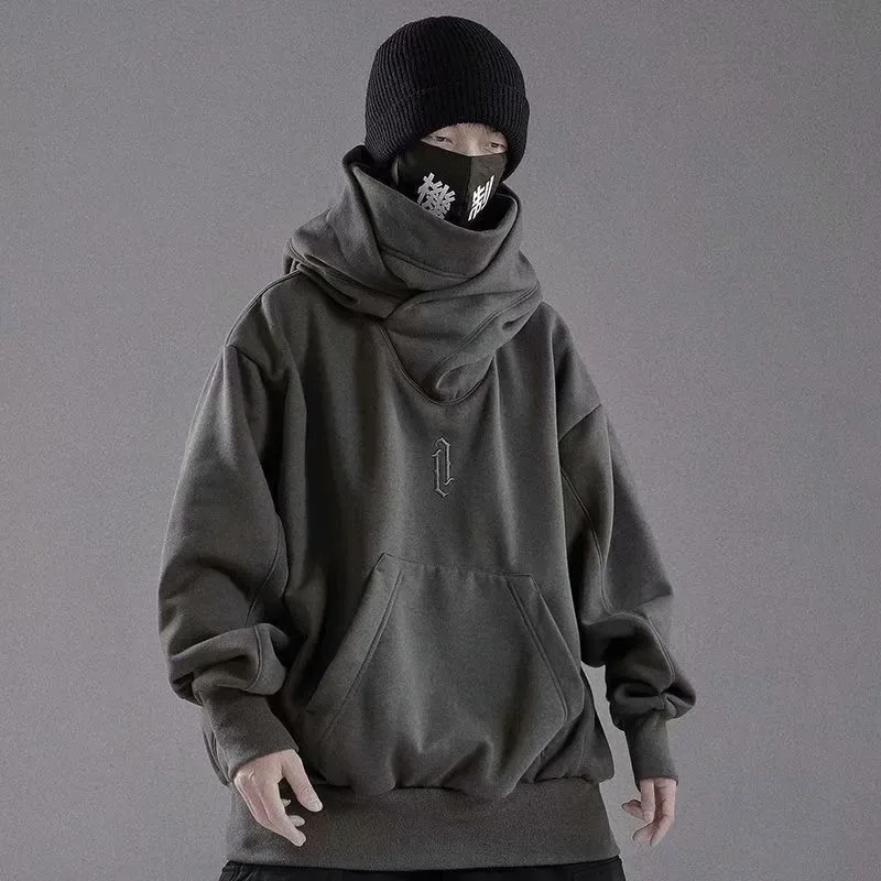 Embroidery Turtleneck Sweatshirt Oversized Y2K Men Women Hoody Japanese Ninja Hoodies Autumn Hip Hop Fleece Pocket Streetwear — image 6