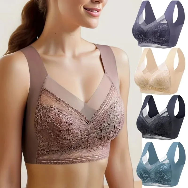Fall Sweet Seamless Ice Silk Push Up Bra untuk Wanita Bralette Renda Tanpa Wayar Plus Size Brassiere Summer Comfort Underwear Lingerie — image 1