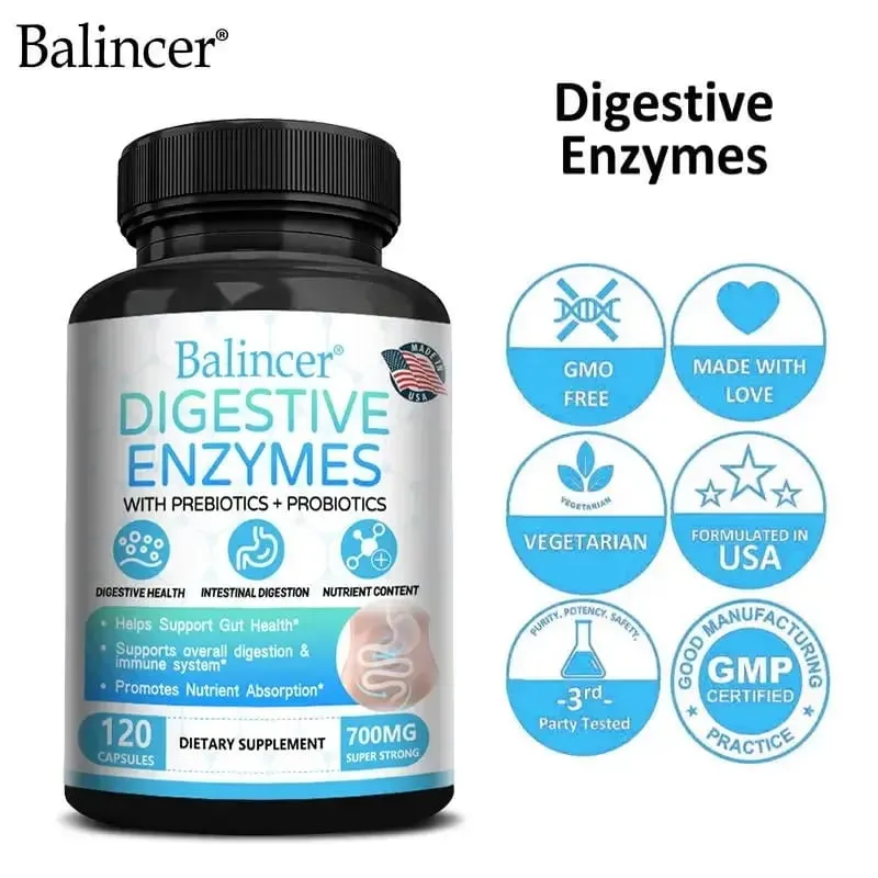 Enzima digestiva con prebiótico + suplemento probiótico: salud digestiva nutricional y apoyo inmunológico para hombres y mujeres adultos — image 2