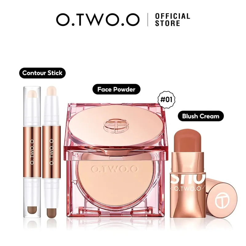 O.TWO.O Ansigtsmakeup Sæt Foundation Cream Brush Concealer Moisturiz Glat Vandtæt Fuld dækning Langtidsholdbar ansigtsmakeup