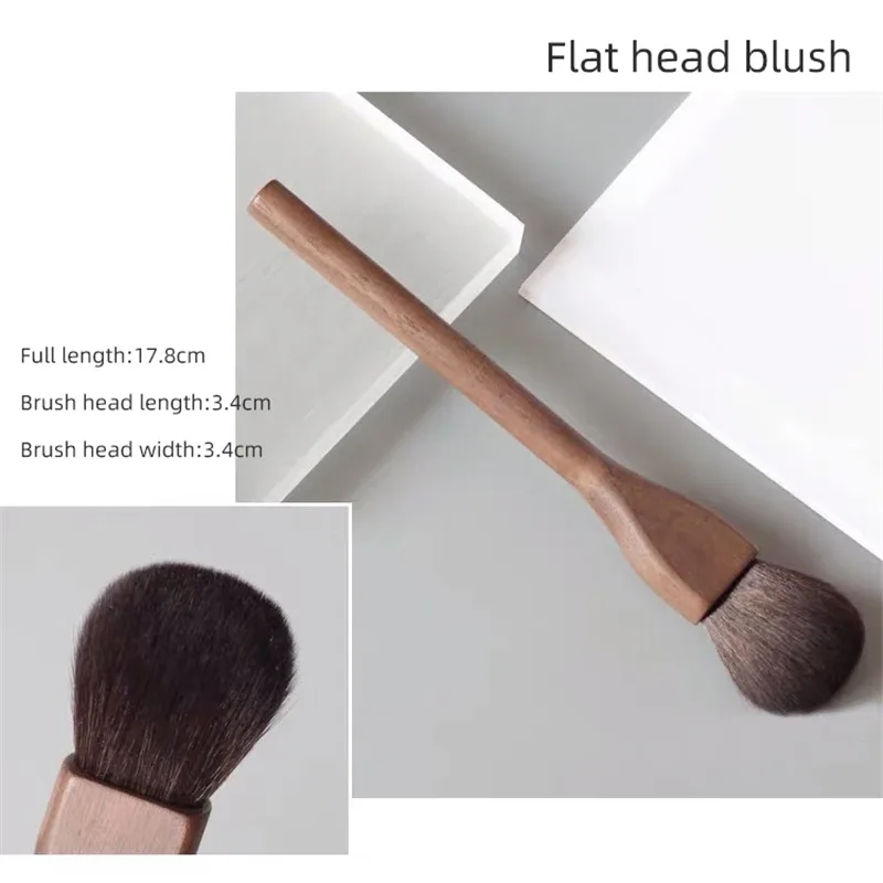 วอลนัทไม้ Handle แปรงแต่งหน้า Loose Powder Foundation Blush Contour แปรง Super Soft ความหนาแน่นสูงแต่งหน้าเครื่องมือแปรง — image 11