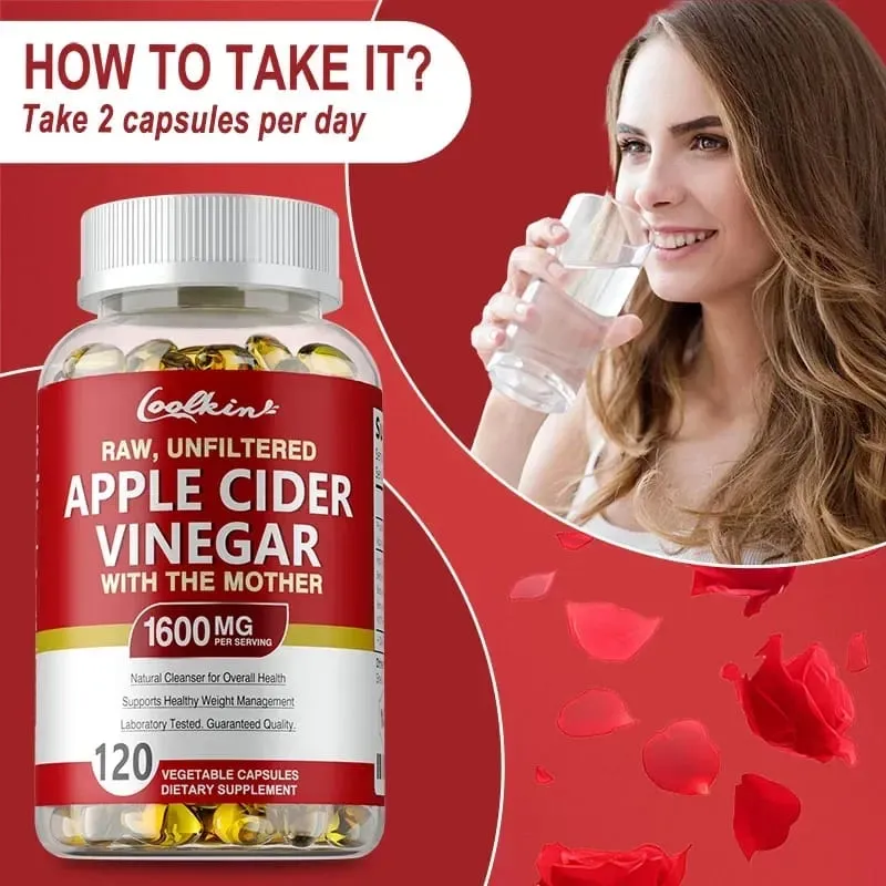 Capsule di aceto di sidro di mele - Integratore di vitamine del gruppo B Controllo del peso Detox Allevia gonfiore e costipazione Fat BurnerSup — image 5