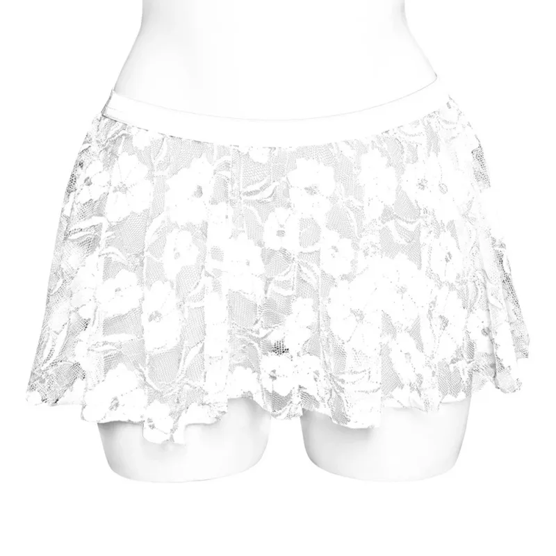 Men Solid Lace Skirt Mesh See Through For Lingerie Low For Rise Pleated Skirts Floral Pattern See‑through Male Daily Bottom — image 9