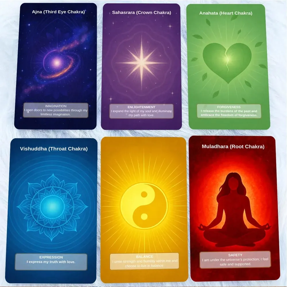 50 Card Deck περιλαμβάνει 1 Instructional Cards Chakra Intention Oracle Self-Connection & Energy Adjustment Practices — image 4