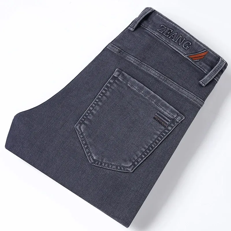 Klasické rovné pánské strečové džíny Lyocell Bavlna Pohodlné Měkké Ležérní Denim Kalhoty Jarní Podnikání Pracovní Šedé kalhoty — image 7