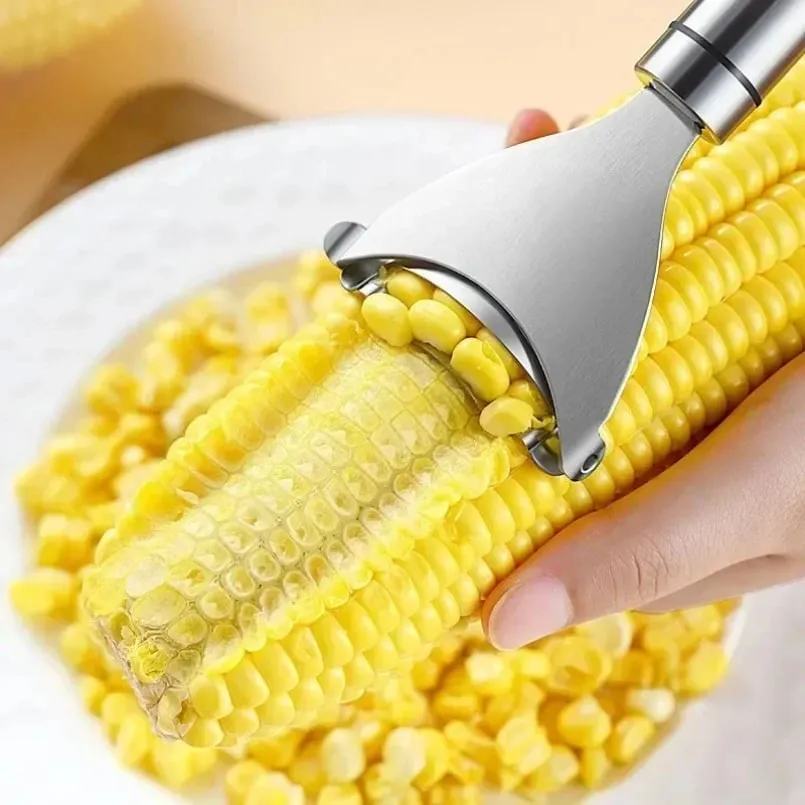 Corn Stripper Stainless Steel Manual Corn Planer Cob Stripper Reusable Corn Peeler Thresher Kitchen Fruit Vegetable Gadget Tool — image 1