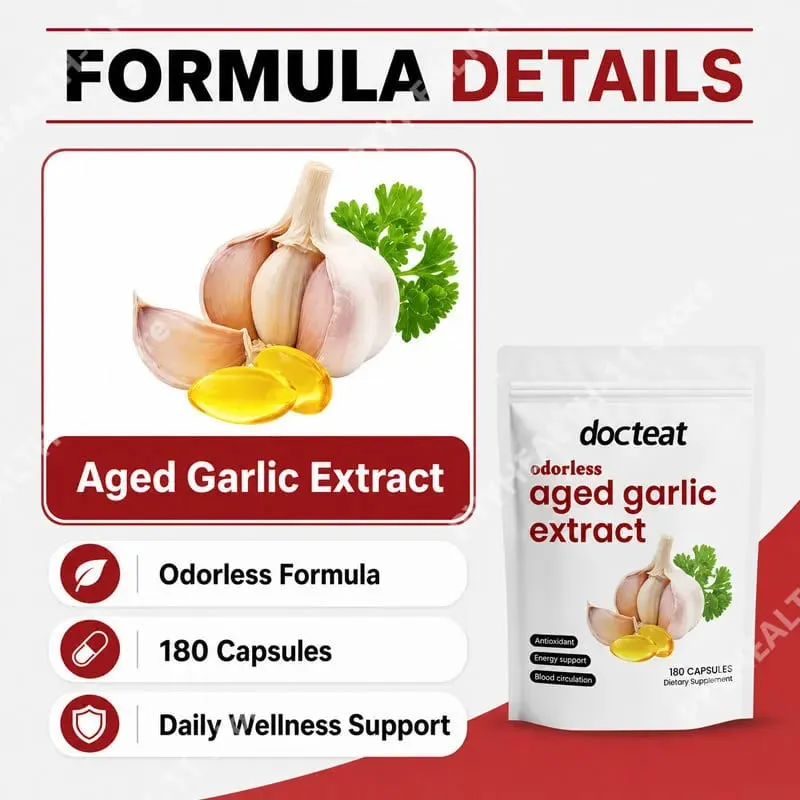 Odorless Garlic Oil Capsules 2 Years Aged Garlic Extract Softgels Supports Immune Heart Health Boosts Energy & Antioxidant Power — image 2