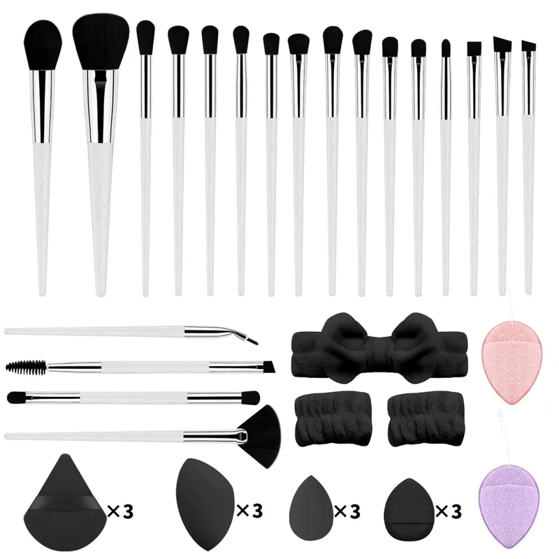 Kit di strumenti per trucco da 37 pezzi, pennelli per trucco da 20 pezzi, con fascia per capelli, soffio di cipria, spugna per il viso — image 8