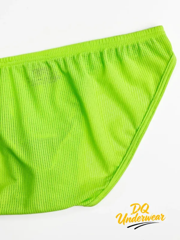 1PCS Men Neon Mesh Bikini Briefs Solid Color Elastic Waistband Multi Color Low Rise U Convex Pouch Breathable Quick Dry BS839 — image 3