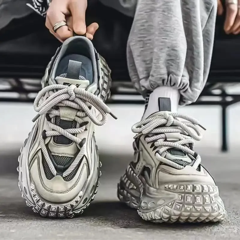 Herren-Turnschuhe mit erhöhter Plattform, lässig, Mikrofaser-Leder, Stoff, Reifensohle, Designer-Turnschuhe, kostenloser Versand — image 3