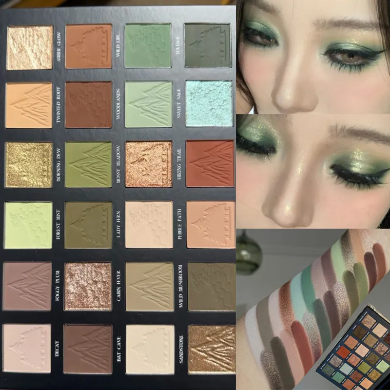 24 สี METALLIC Glitter อายแชโดว์ Matte Shimmer Eye Shadow แต่งหน้าแผ่น Earth Powder Punk Smoky Dark สีเขียวอายแชโดว์ Make Up — image 3