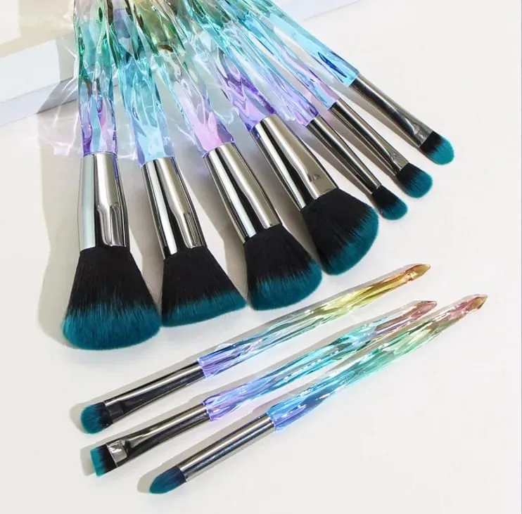 คริสตัลสีม่วง Handle ชุดแปรงแต่งหน้าผมสังเคราะห์นุ่ม Foundation Blush Eye Shadow แปรงเครื่องสำอาง Kit — image 8