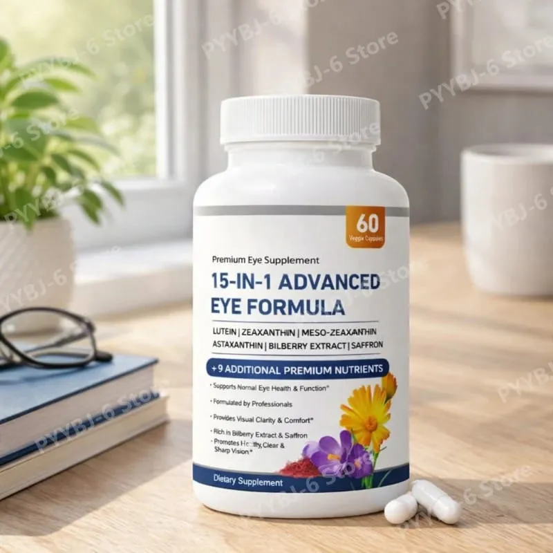 15-in-1 Advanced Eye Formula Lutein Zeaxanthin Bilberry Extract Vitamin C & E รองรับสุขภาพตา 60 แคปซูล Veggie สำหรับผู้ใหญ่ — image 2