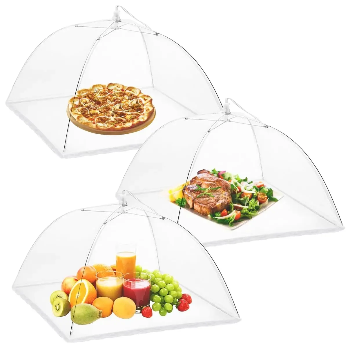 Large 17x17 Pop-Up Mesh Food Net Covers Tent Umbrella for Outdoors Screen Tents Protectors For Bugs Reusable and Collapsible