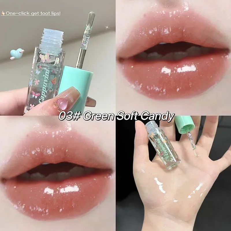 Pelembap Air Lip Gloss Ringan Berkilau Transparan Jeli Cermin Lip Glasir Jernih Hidrasi Menepuk-nepuk Lip Gloss Riasan — image 12