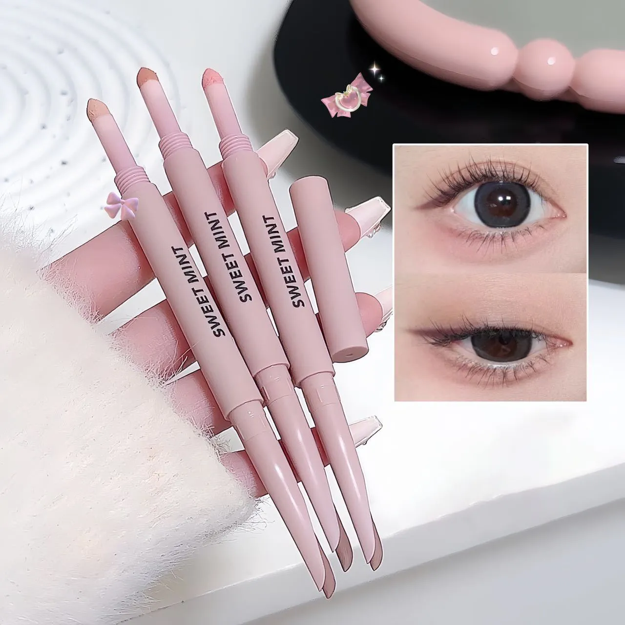 Sweetmint Menisk Double-ended Silkworm Eyemakeup Fremhæv naturligt lysnende Langtidsholdbar øjenmakeup Two-in-One — image 5
