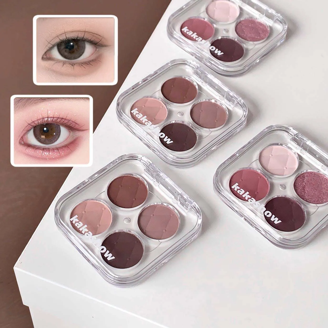 4 barvy Matné jemné třpytky Paletka očních stínů s nízkou sytostí Dlouhotrvající hedvábný a snadno barvící broskvový pudr Denní make-up očí — image 5