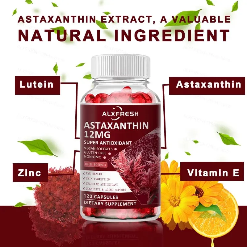 Astaxanthin Capsules For Relieve Eye Fatigue Support Skin Brain Heart Health Improve Concentration and Memory And Delay Aging — image 3