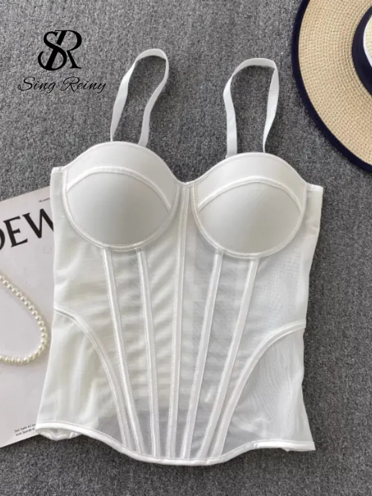 Corset de luxe en maille pour femmes, Camisole à bretelles, Lingerie solide, haut d'été de haute qualité, contrôle du ventre, débardeur de fête transparent, 2026 — image 6