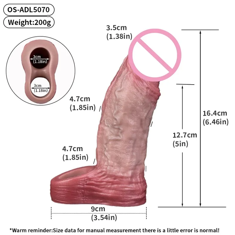 7.2in สมจริงอวัยวะเพศชาย Reusable อวัยวะเพศชายกับแหวนซิลิโคนอวัยวะเพศชาย Enlarger ชายผู้ใหญ่ของเล่นสำหรับชาย — image 28