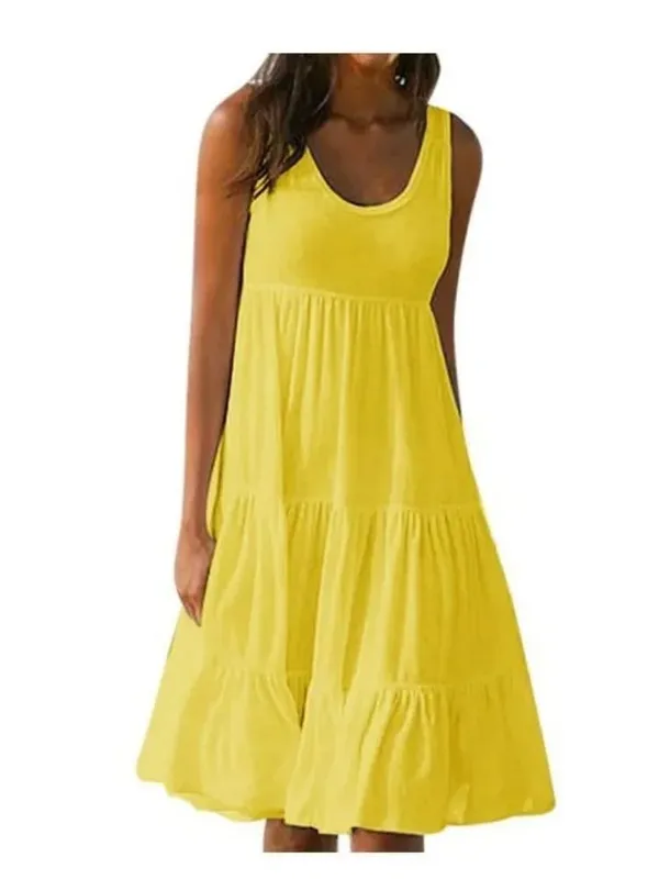 ขนาดใหญ่ O คอ Ruffles ชุดชายหาดหลวมผู้หญิง Boho สีทึบ PLUS ขนาด Elegant Sundress Club PARTY Vestidos — image 8
