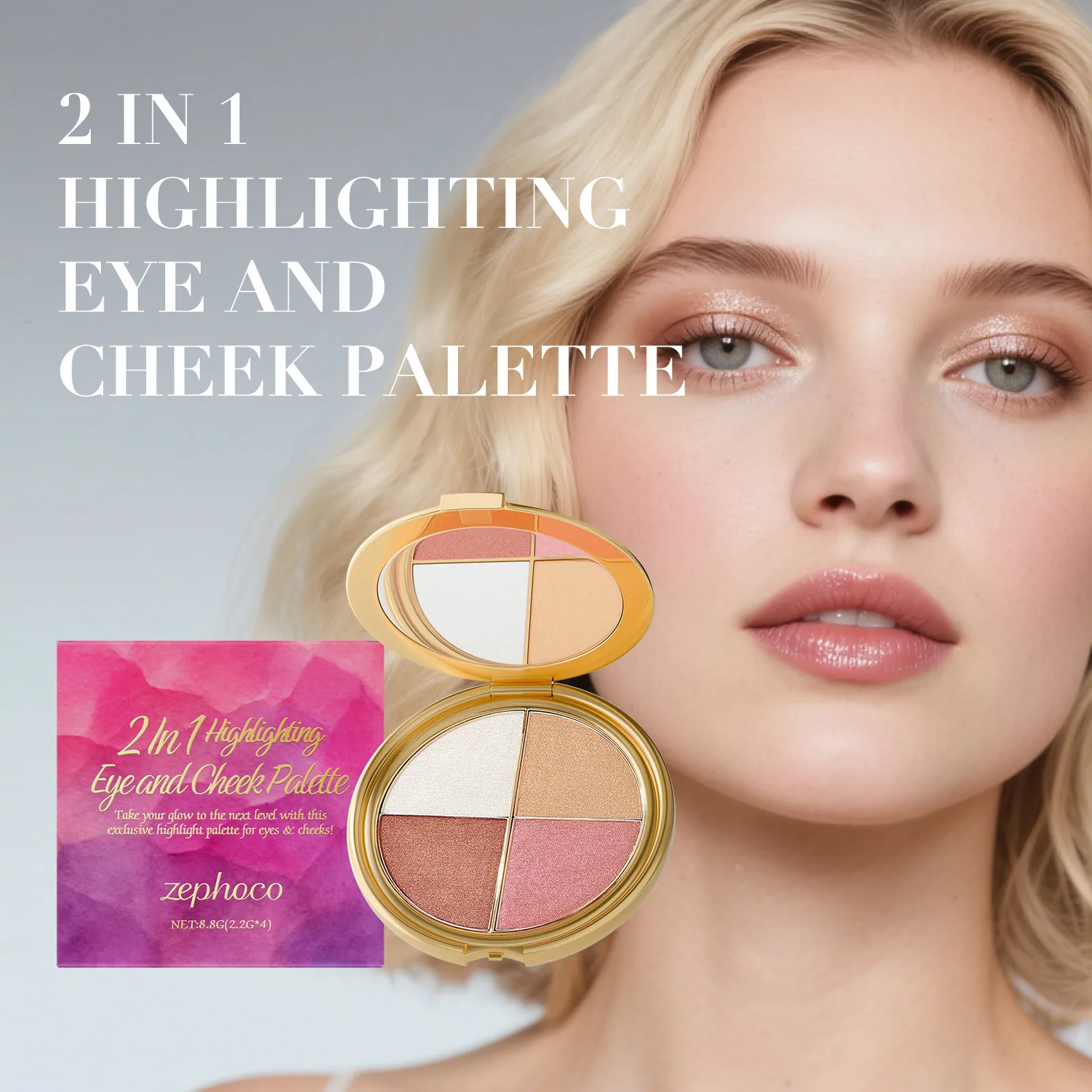Palette di fard e ombretti illuminanti - Portatile, versatile, naturale e multiuso per il trucco quotidiano di occhi e guance — image 1