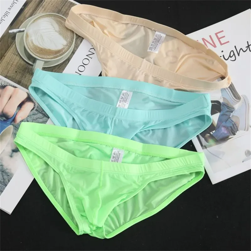 2Pcs Seluar Dalam Sutera Ais Lelaki Seluar Dalam Lutsinar Cepat Kering Pinggang Rendah Seluar Dalam Warna Pepejal Lelaki Seluar Pendek Sukan Bernafas — image 6