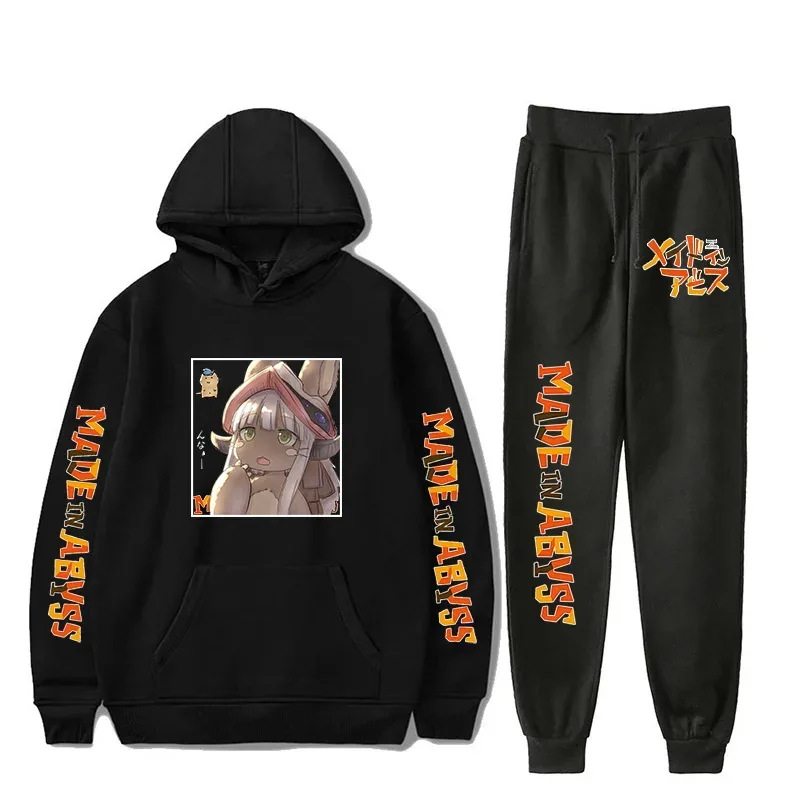 Harajuku Comfortable Made in abyss Print Sweatshirt Sweatpants Suit Men/Women Hoodies+ Trousers Suit Cute 2 Piece Set Clothes — image 12