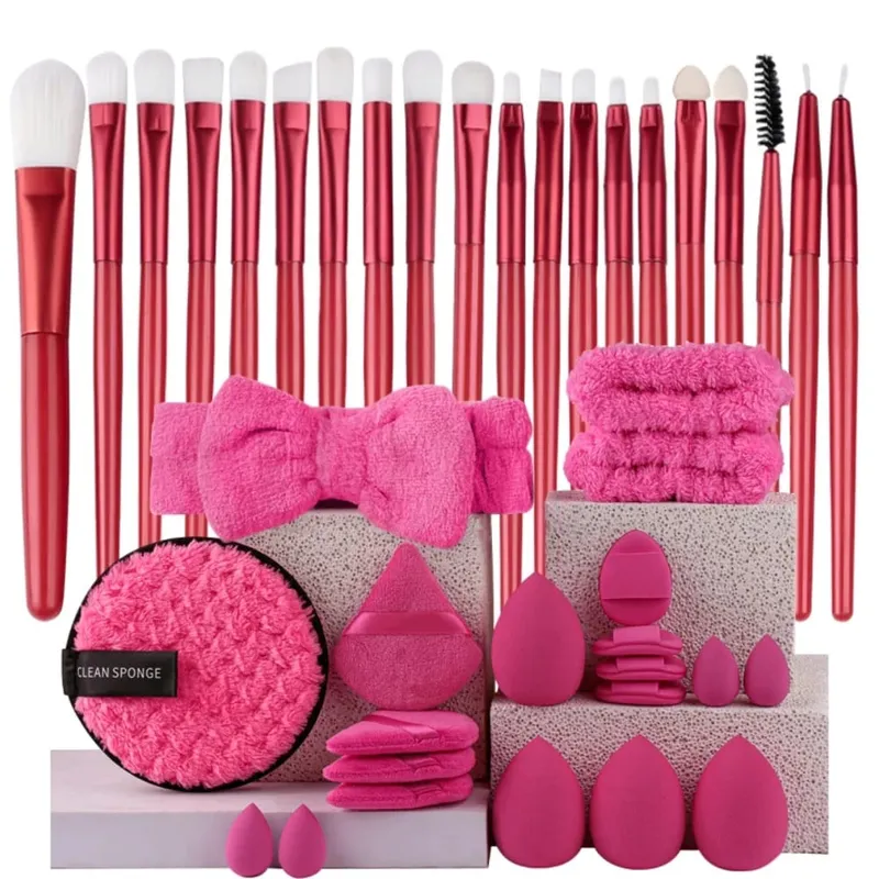 Set Berus Mekap Premium Synthetic Kabuki Foundation Concealers Powder Blush Blending Face Eye Shadow Brush Set — image 20