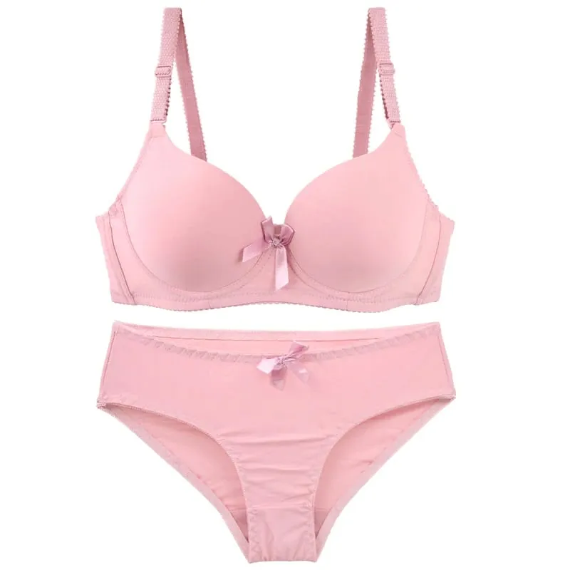 2025 New Sexy Bow Sweat Absorption Plus Size Bras Set Solid Smooth Seamless Breathable ABC Cup Underwear Plus Up Lingerie — image 5