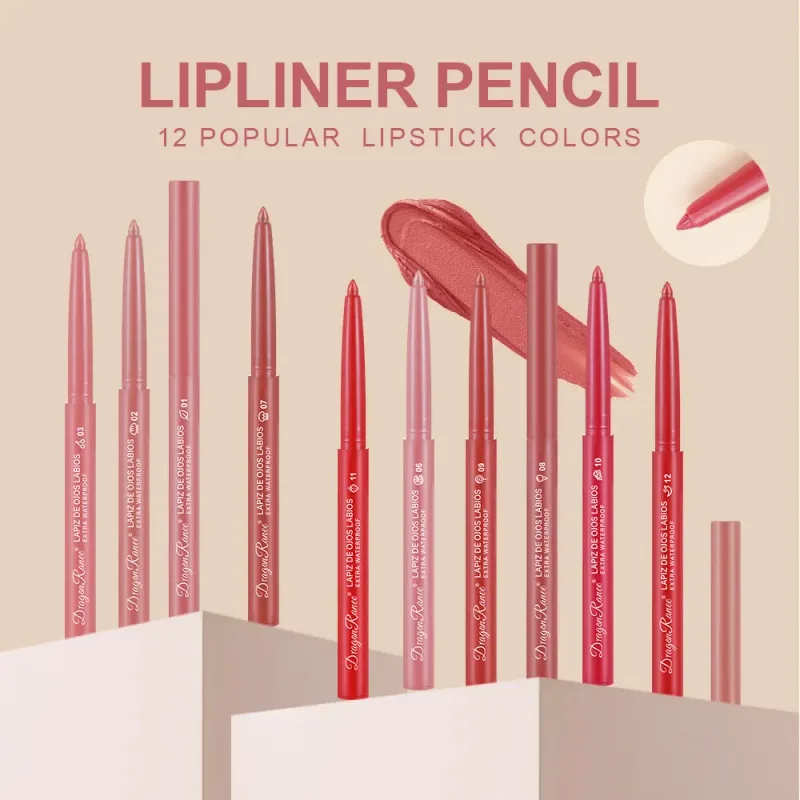 Crayon à lèvres rouge à lèvres imperméable et longue durée, crayon à lèvres, finition mate, débutant, automatique, pâte de haricots, stylo de contour de couleur, crayon à lèvres rotatif automatique — image 4