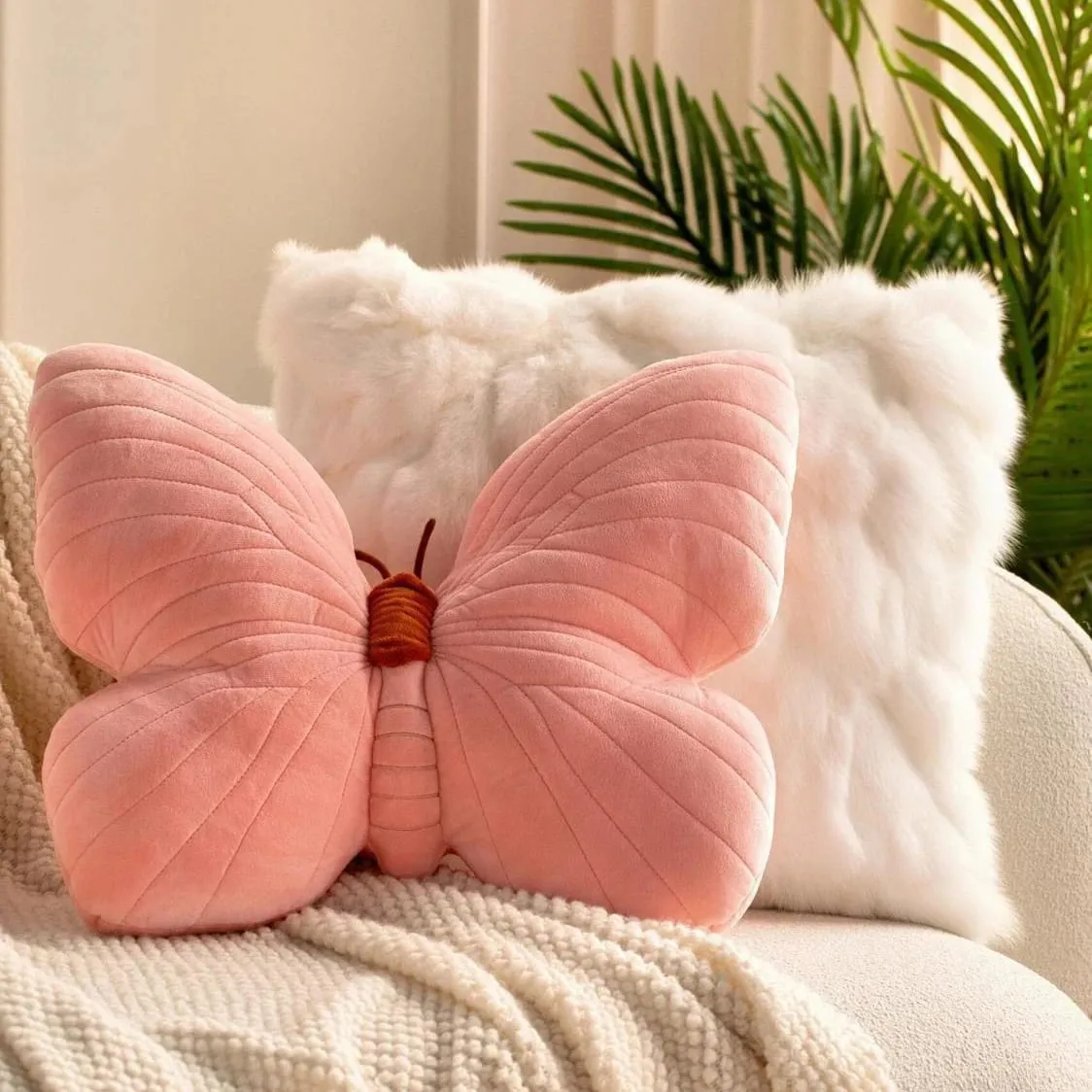 INS Schmetterling Kissen Rosa Blau Schmetterling Plüsch Spielzeug Gefüllte Weiche Sofa Home Dekoration Wurf Kissen Kissen — image 2