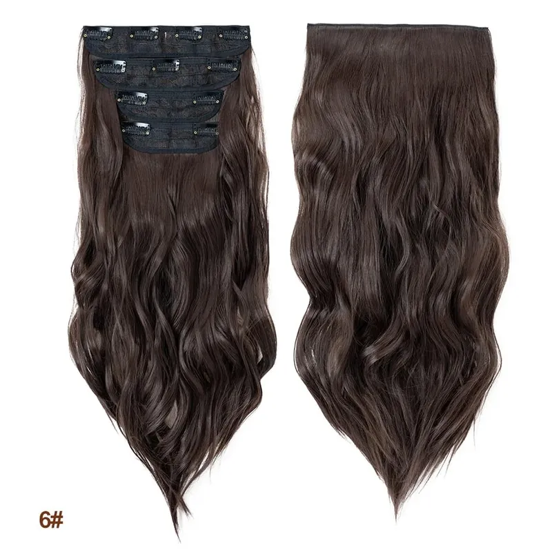 4 pièces ensemble pince dans les Extensions de cheveux mettre en évidence ondulé bouclés longs postiches synthétiques pour les femmes 22 pouces 180g pinces à cheveux cheveux — image 12